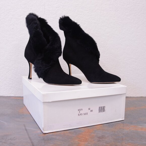 Manolo Blahnik NESTANU M Black Suede 38.5 Made in Italy Camoscio Nero - Picture 5 of 11